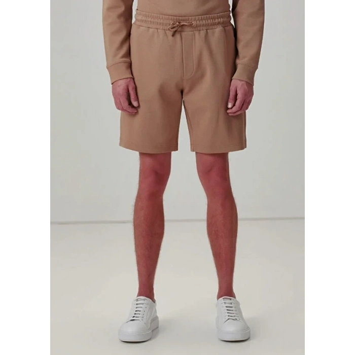 Erkek Regular Fit Bağcıklı Şort Kahverengi