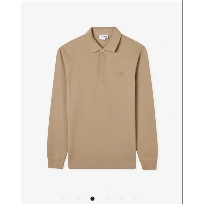 Erkek Regular Fit Uzun Kollu Bej Pike Paris Polo