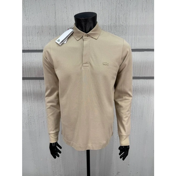 Erkek Regular Fit Uzun Kollu Bej Pike Paris Polo