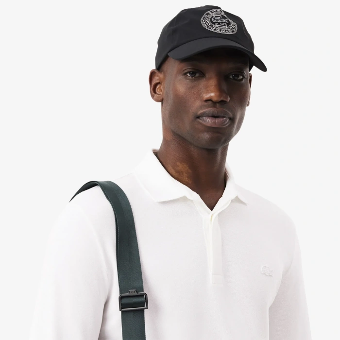 Erkek Regular Fit Uzun Kollu Beyaz Pike Paris Polo