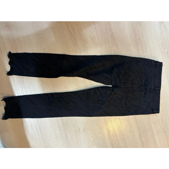 Kadın Dar Paça Kot Pantolon Desenli - Siyah
