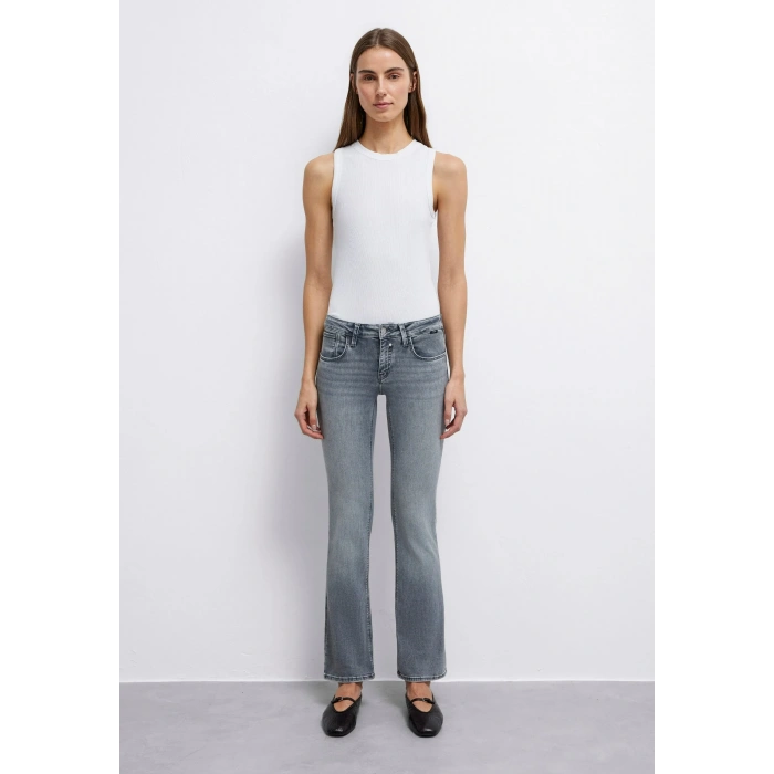 Kadın Mavi Jeans Mid-Rise Slim Bootcut - Gri - Bella