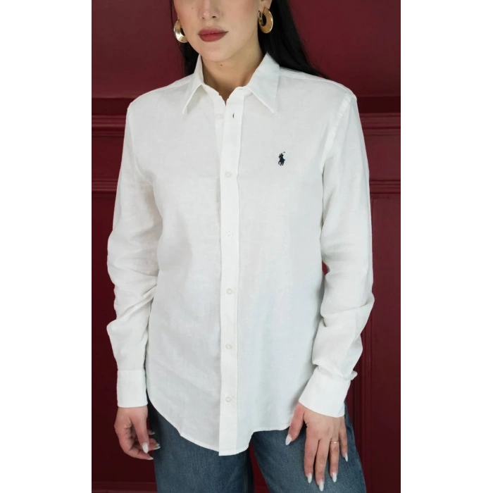Kadın Premium %100 Linen (Keten) Regular Fit Gömlek - Beyaz
