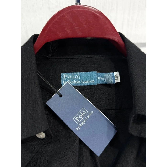 Kadın Premium %100 Linen (Keten) Regular Fit Gömlek - Siyah