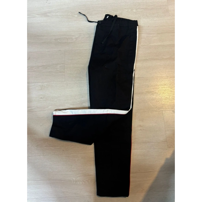 Kadın Şeritli Kumaş Pantolon - Siyah