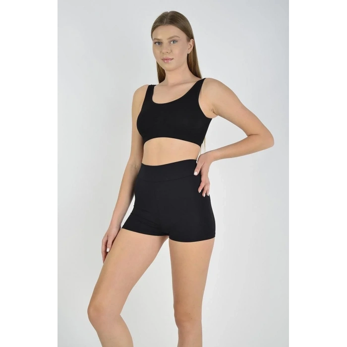 Kadın Sporcu Kısa Şort Boxer Siyah