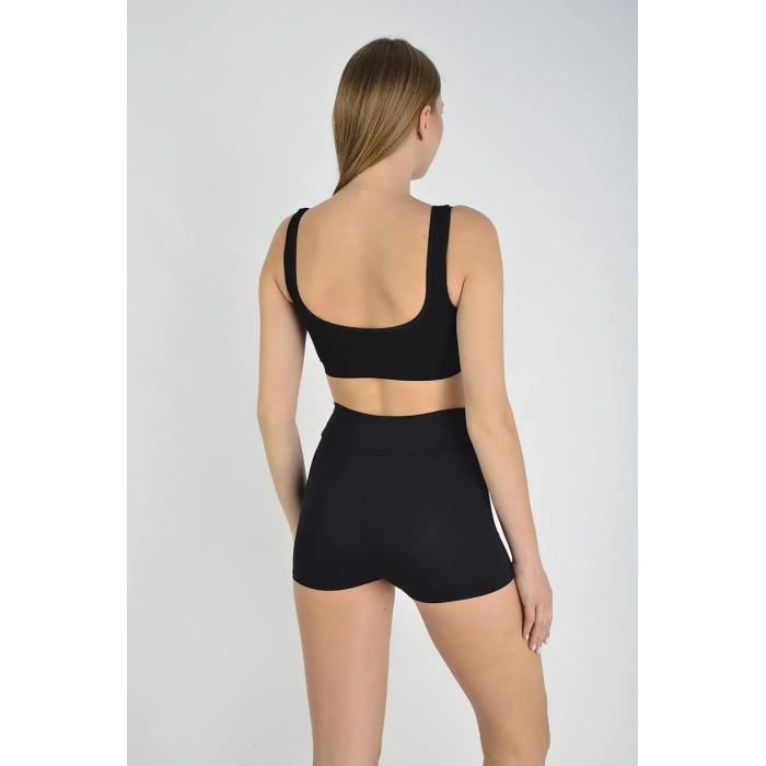 Kadın Sporcu Kısa Şort Boxer Siyah