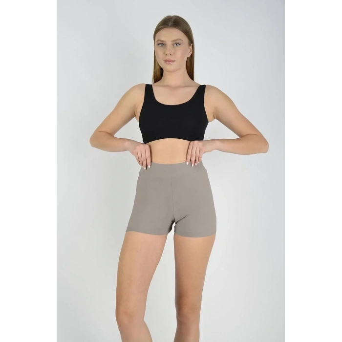 Kadın Sporcu Kısa Şort Boxer Vizon