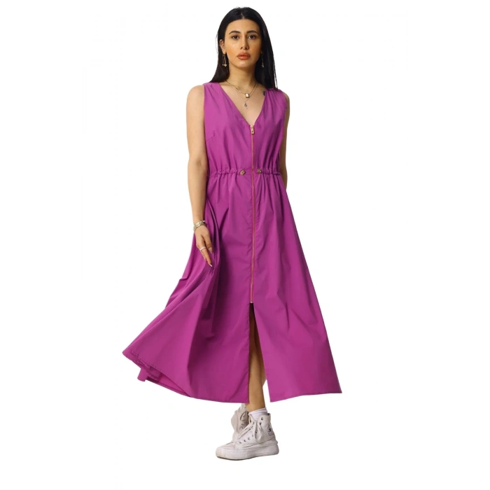 Kadın Violet Midi Gömlek Elbise