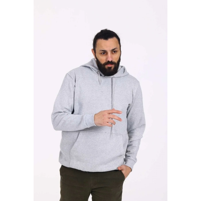 Kapüşonlu İçi Polarlı Regular Kalıp Erkek Sweatshirt Gri