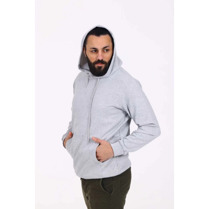 Kapüşonlu İçi Polarlı Regular Kalıp Erkek Sweatshirt Gri