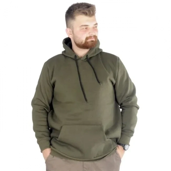Kapüşonlu Kanguru Cep Basic Sweatshirt Haki
