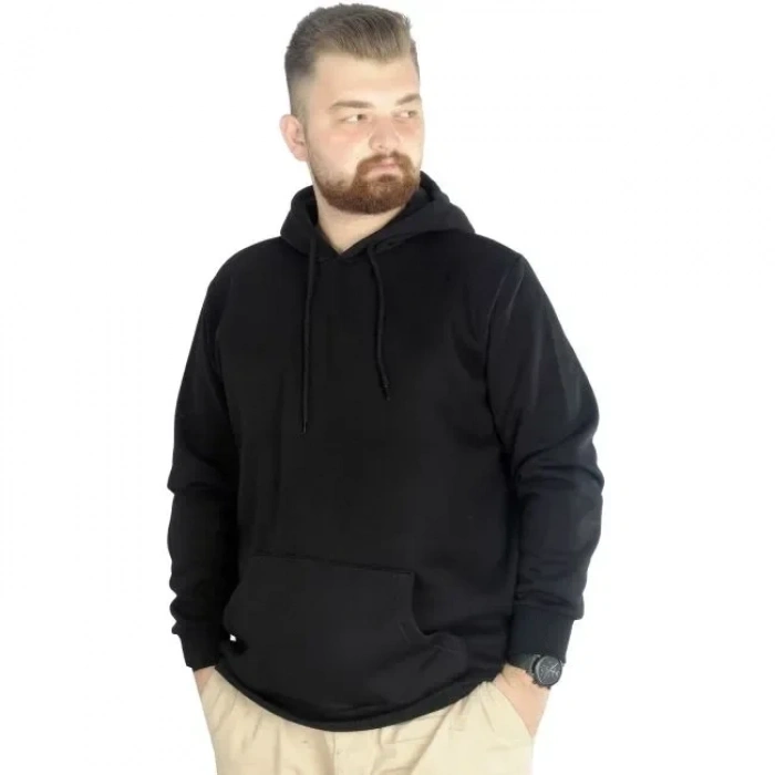 Kapüşonlu Kanguru Cep Basic Sweatshirt Siyah