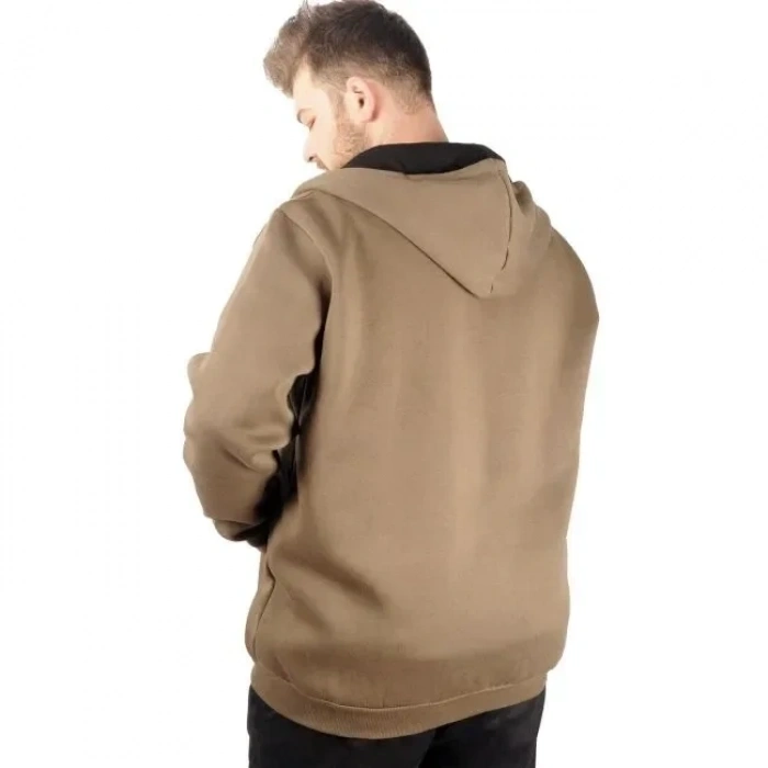 Sweatshirt Kapüşonlu Fermuarlı Basic Haki