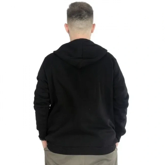 Sweatshirt Kapüşonlu Fermuarlı Basic Siyah