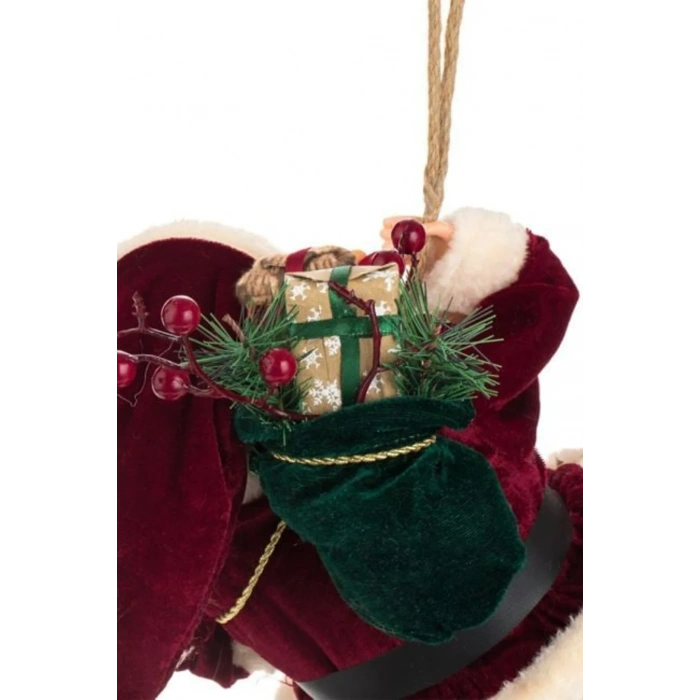 Yılbaşı Asılı Dekoratif Noel Baba Figürü Çuvallı 45cm