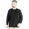Erkek Büyük Beden Sweatshirt Bisiklet Yaka Basic Siyah
