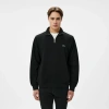 Erkek Classic Fit Yarım Fermuarlı Double Face Siyah Sweatshirt