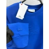 Erkek İşlemeli Double Face Kumaş Kol Armalı Bisiklet Yaka Sweatshirt Mavi