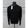 Erkek Regular Fit Armalı Double Face Kumaş Kolları Şeritli Sweatshirt Siyah