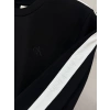 Erkek Regular Fit Armalı Double Face Kumaş Kolları Şeritli Sweatshirt Siyah