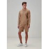 Erkek Regular Fit Bağcıklı Şort Kahverengi