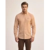 Erkek Regular Fit Yazlık Keten Gömlek Vizon