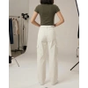 Kadın Boru Paça Kargo Pantolon - Beyaz