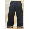 Kadın Leopar Paça Desenli Kot Pantolon - Siyah