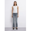 Kadın Mavi Jeans Mid-Rise Slim Bootcut - Gri - Bella