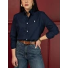 Kadın Premium %100 Linen (Keten) Regular Fit Gömlek - Lacivert