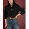 Kadın Premium %100 Linen (Keten) Regular Fit Gömlek - Siyah