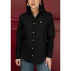 Kadın Premium %100 Linen (Keten) Regular Fit Gömlek - Siyah