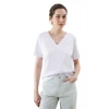 Kadın V Yaka Basic Pamuklu T-Shirt Beyaz