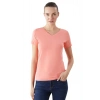 Kadın V Yaka Basic Pamuklu T-Shirt Toz Pembe