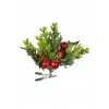 Klipsli Yılbaşı Çiçeği Köknar Dalı Kırmızı Meyveler 9cm