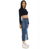Mavi Patchwork Desenli Denim Kot Etek