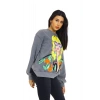 Önü Baskılı Bisiklet Yaka Kadın Sweatshirt