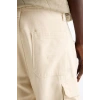 Oversize %100 Cotton Erkek Kot Kargo Pantolon Bej