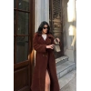 Premium Peluş Uzun Kaban - Kahve