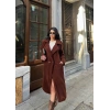 Premium Peluş Uzun Kaban - Kahve