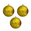 Simli Strafor Kutulu Ağaç Süsü 3lü - 8cm - Gold