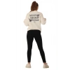 Unisex Bisiklet Yaka Baskılı Beyaz Sweatshirt