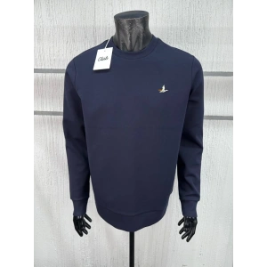Erkek Bisiklet Yaka Regular Kalıp Logolu Sweatshirt Lacivert