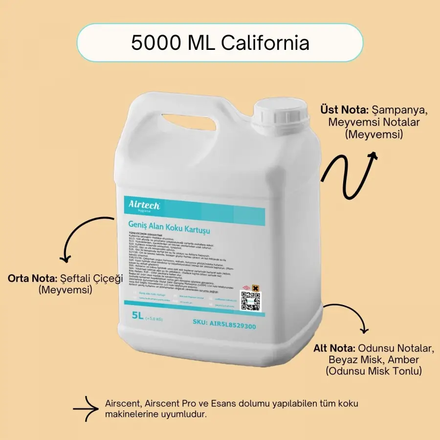 Airtech 5000 ML California Oda Koku Makine Kartuşu Esansı