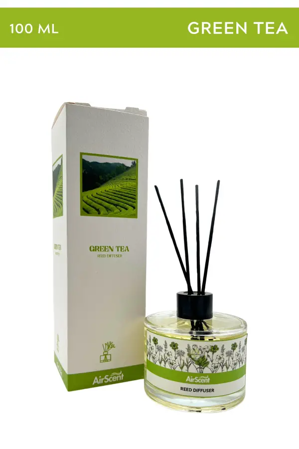 Yeşil Çay Çubuklu Oda Kokusu 100 ML Silindir Şişe Reed Diffuser