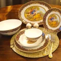 BAWARIA 12 Kişilik 52 Parça Rokoko Tarzı Altın Yaldızlı Yemek Takımı