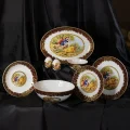 BAWARIA 12 Kişilik 52 Parça Rokoko Tarzı Altın Yaldızlı Yemek Takımı