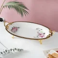 Oval Altın Detaylı Porselen Servis Tabağı
