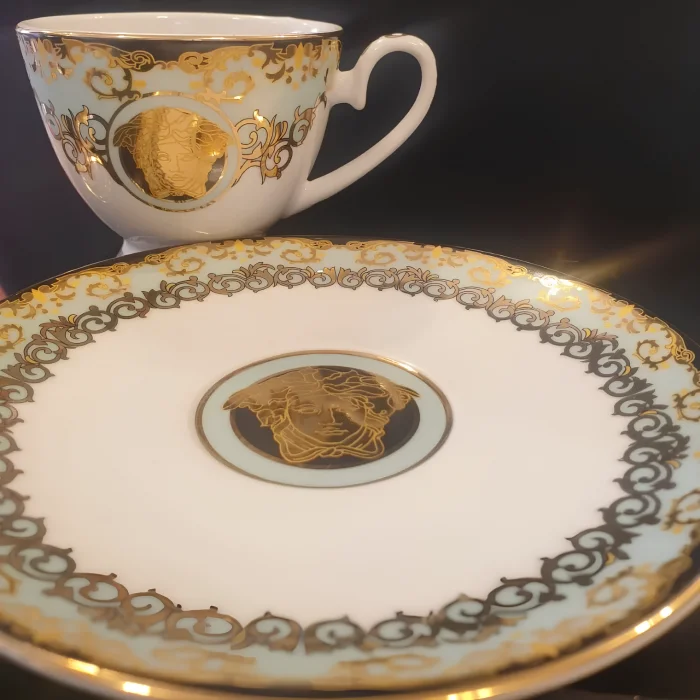 12 Parça 6 Kişilik Çay & Kahve Fincan Takımı ve Büyük Boy & Küçük Boy Tepsi